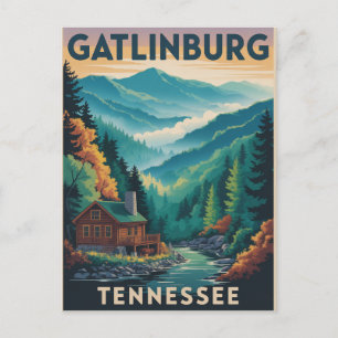 Cartão Postal Pintura das Grandes Montanhas Fumegantes de Gatlin