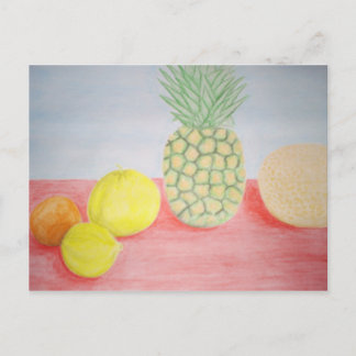Cartão Postal Pintura de Abacaxi com Frutas