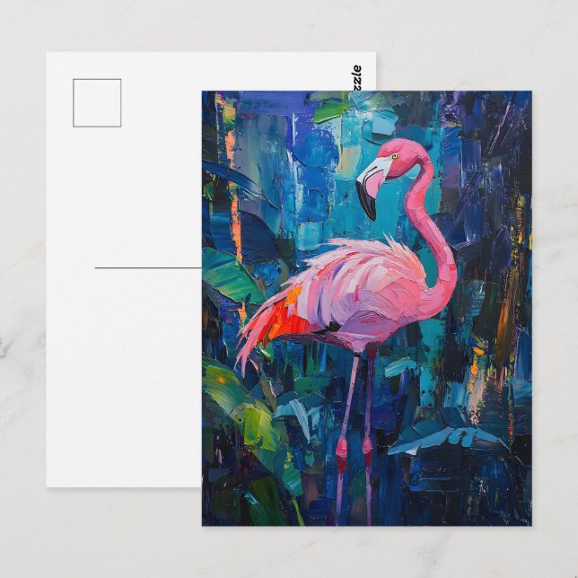 Cartão Postal Pintura de abstrato Flamingo (Frente/Verso)