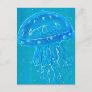 Cartão Postal Pintura de Água-viva Azul