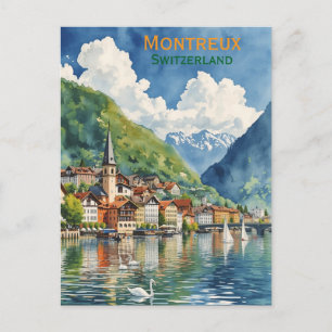 Cartão Postal Pintura de aquarela de Montreux Suíça