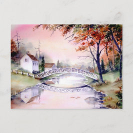 Cartão Postal Pintura de Aquarela de Ponte Arranhada