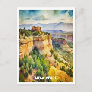 Cartão Postal Pintura de Aquarela do Parque Nacional Mesa Verde