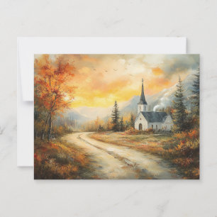 Cartão Postal Pintura de Aquarela Russa de Autumn