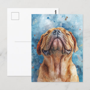 Cartão Postal Pintura de Aquarela Shar Pei