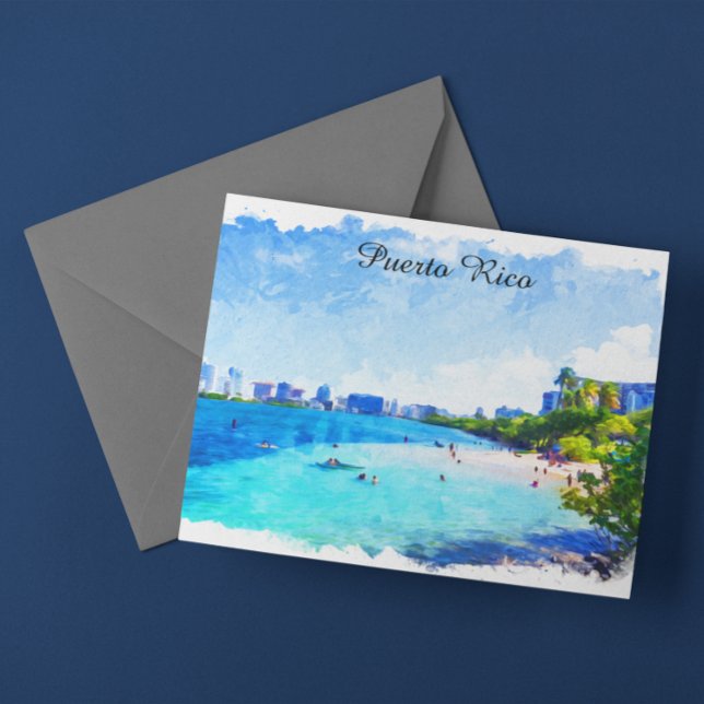 Cartão Postal Pintura de Aquarela Tropical de Porto Rico (Puerto Rico Tropical Watercolor Painting Postcard)