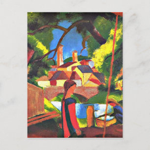 Cartão Postal Pintura de August Macke, Crianças na Fonte