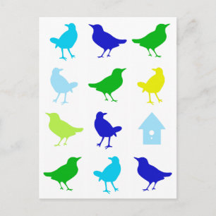Cartão Postal Pintura de aves coloridas por Chariklia Zarris