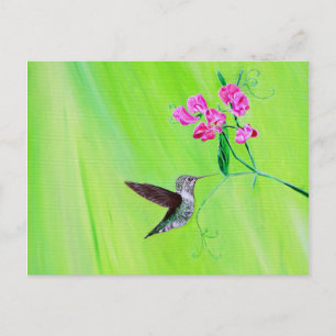 Cartão Postal Pintura de aves e ervilhas doces