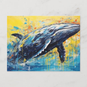 Cartão Postal Pintura de baleias modernas
