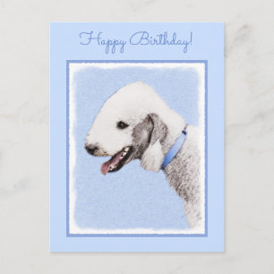 Cartão Postal Pintura de Bedlington Terrier - Arte de Cachorro O