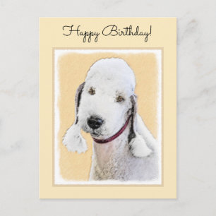 Cartão Postal Pintura de Bedlington Terrier - Arte de Cachorro O