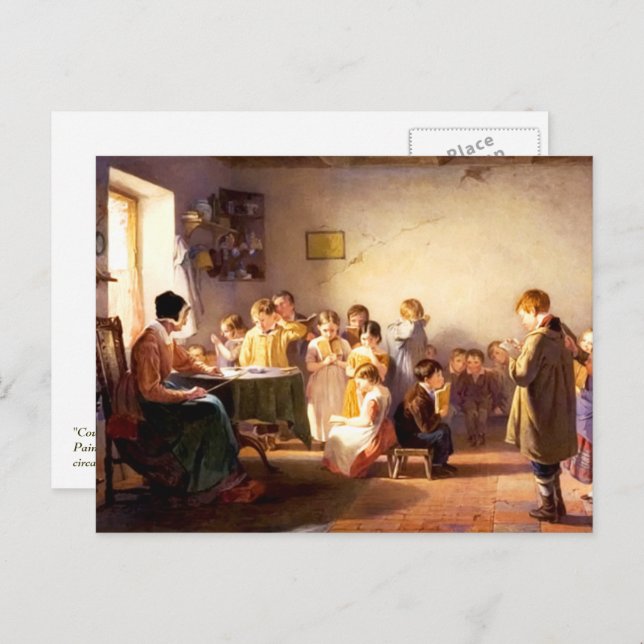 Cartão Postal Pintura de Belas Artes na Escola Antiga (Frente/Verso)