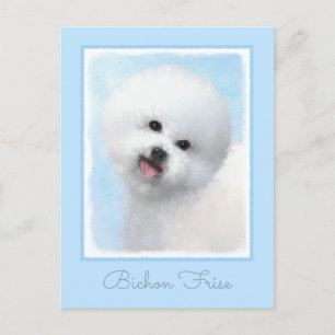 Cartão Postal Pintura de Bichon Frise - Arte de Cachorro Origina