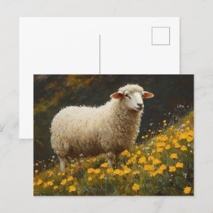 Cartão Postal Pintura de bolinhas de carneiro