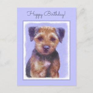 Cartão Postal Pintura de Border Terrier - Arte Original de Cacho