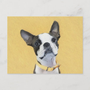 Cartão Postal Pintura de Boston Terrier - Arte de Cachorro Origi