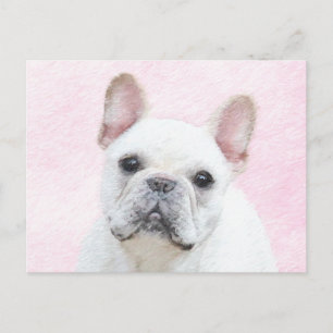 Cartão Postal Pintura de Bulldog Francês (Creme/Branco) - Arte 
