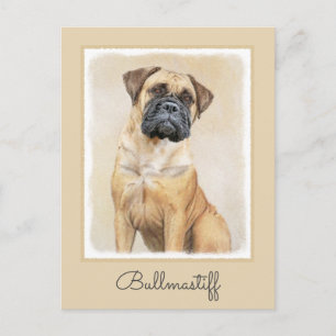 Cartão Postal Pintura de Bullmastiff - Arte Original de Cachorro