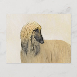 Cartão Postal Pintura de Cachorro Afegão - Arte de Cachorro Ori