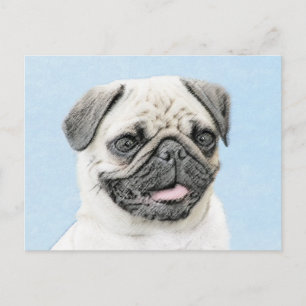 Cartão Postal Pintura de Cachorro - Arte de Cachorro Original