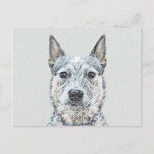 Cartão Postal Pintura de Cachorro Australiano - Arte Original Bo