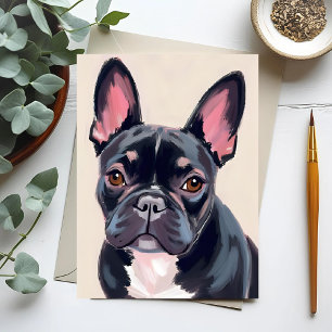 Cartão Postal Pintura de Cachorro-Bulgue Francês