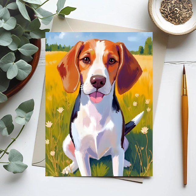 Cartão Postal Pintura de Cachorro de Beagle (Criador carregado)