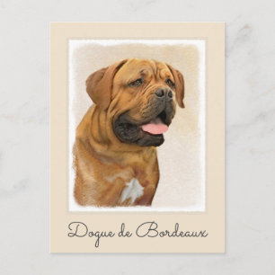 Cartão Postal Pintura de Cachorro de Bordéus - Arte Cachorra Ori