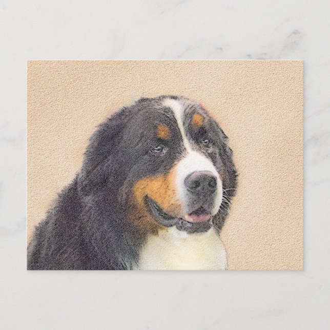 Cartão Postal Pintura de Cachorro de Montanha Bernese - Arte Ori (Frente)