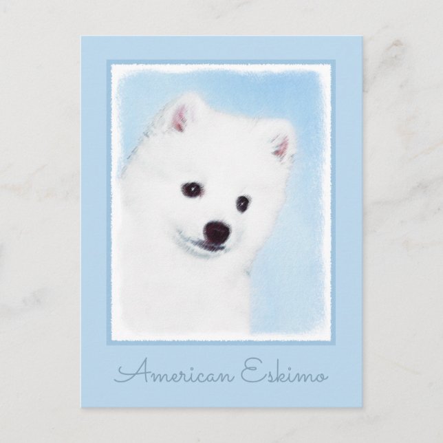 Cartão Postal Pintura de Cachorro Eskimo Americano - Arte Origin (Frente)