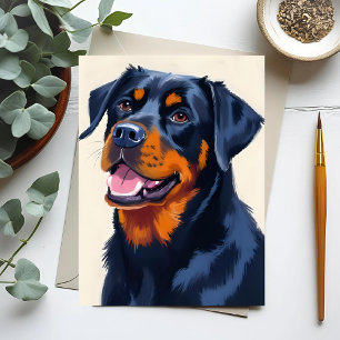 Cartão Postal Pintura de Cachorro Rottweiler Animal de Estimação