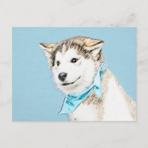 Cartão Postal Pintura De Cachorro Siberiana - Arte De Cachorro O