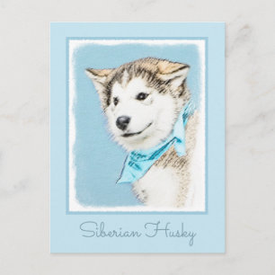 Cartão Postal Pintura De Cachorro Siberiana - Arte De Cachorro O