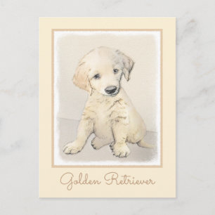 Cartão Postal Pintura De Cãozinho Para Retriever ouro - Arte De