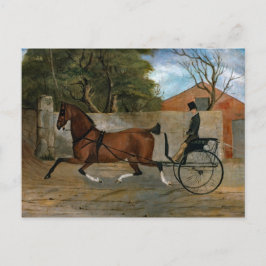 Cartão Postal Pintura de Carruagem de Cavalo Vintage