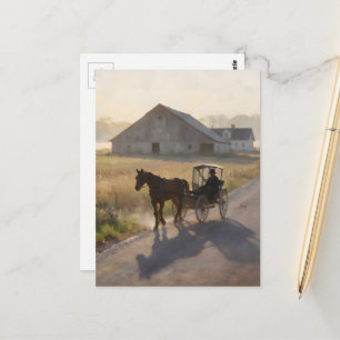 Cartão Postal Pintura de Cavalo Amish