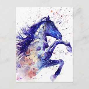 Cartão Postal Pintura de cavalo em aquarela incrível