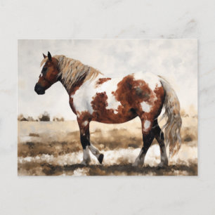 Cartão Postal Pintura de cavalo Mustang Pinto