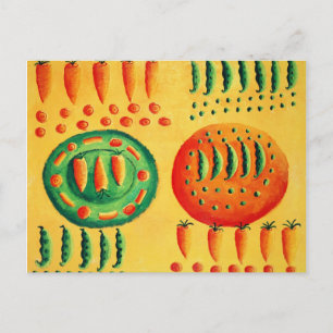 Cartão Postal Pintura de Cenouras e Ervilhas