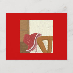Cartão Postal Pintura de Chapéu de Morango