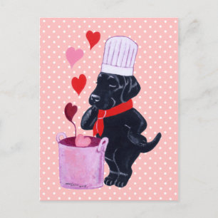 Cartão Postal Pintura de chef Black Labrador