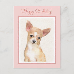 Cartão Postal Pintura de Chihuahua - Arte Original de Cachorro F