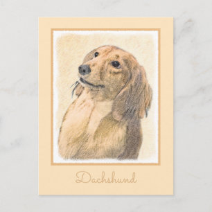 Cartão Postal Pintura de Dachshund (Longhaired) - Arte de Cão O