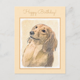 Cartão Postal Pintura de Dachshund (Longhaired) - Arte de Cão O
