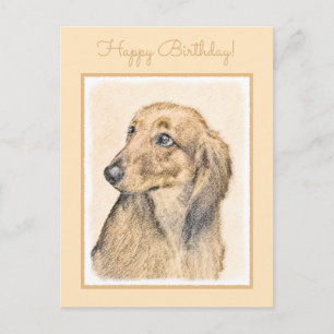 Cartão Postal Pintura de Dachshund (Longhaired) - Arte de Cão Or