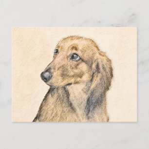 Cartão Postal Pintura de Dachshund (Longhaired) - Arte de Cão Or