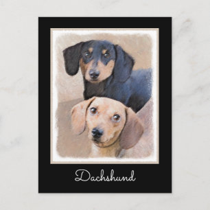 Cartão Postal Pintura de Dachshund (Smooth) - Arte de Cão Origi