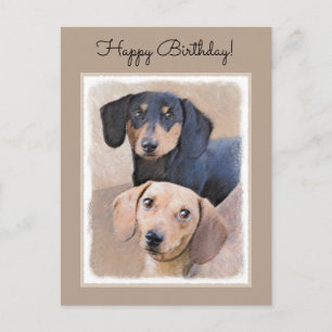 Cartão Postal Pintura de Dachshund (Smooth) - Arte de Cão Origin