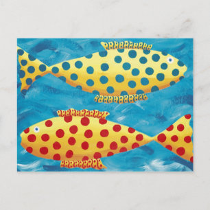 Cartão Postal Pintura de Dois Peixes Malhados